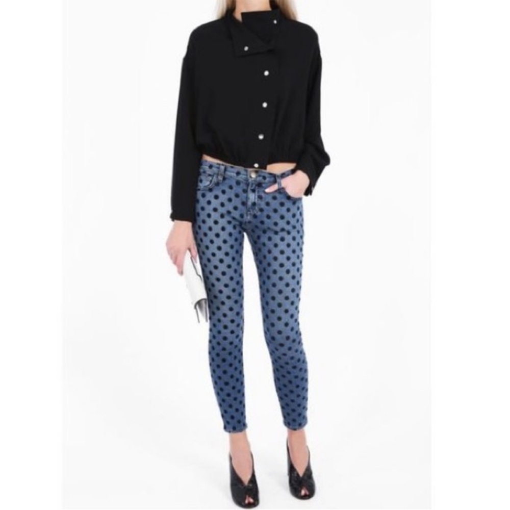 Current/Elliott The Stiletto Flocked Dot Cropped Ankle
Denim Jeans